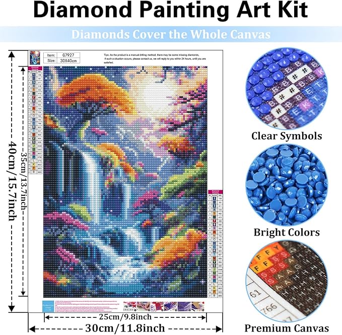Reivworl Fall Diamond Art Kits for Adults, Fall Diamond Painting Kits, Gem Art Kit for Gifts and Home Interior Decor 12x16 Inch