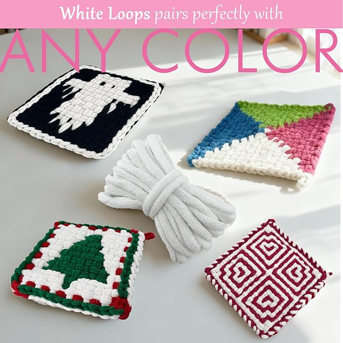 OYACH 10inch Weaving Cotton Loops Pack,230pcs 4 Cotton Potholders Weaving Loom Refill Loops,Yarn Pot Holder Replenish Loop Bands Kits for Kids Adults DIY Arts Crafts- White (Loom not Included)