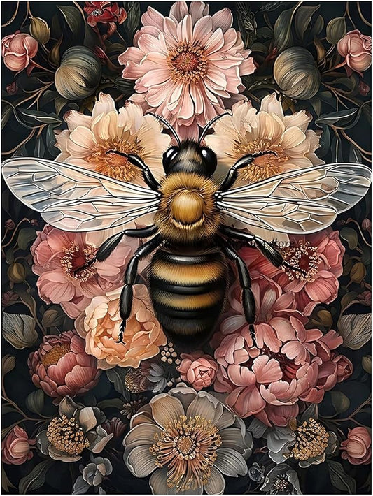 Paint by Numbers for Adult, Bee Paint by Numbers Kit for Adults Beginners, DIY Acrylic Painting on Canvas for Home Wall Art Decor 16x20 Inch