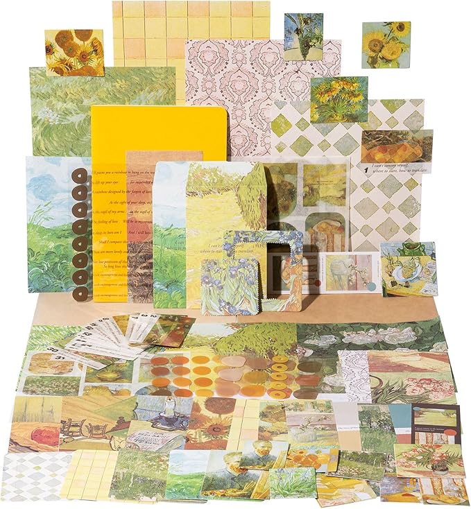 YagCu Scrapbook Kit for Beginners, Aesthetic Junk Journal Supplies, Scrapbooking and Journaling Materials, Bullet Journals Stationery, Planner DIY Arts Craft, Women Adults