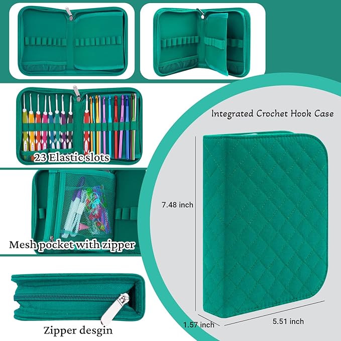 Hobekoee 23 Sizes Crochet Hooks Set with Case,2mm-10mm Ergonomic Crochet Needles for Arthritic Hands,Complete Crochet Kit for Beginners and Experiencer