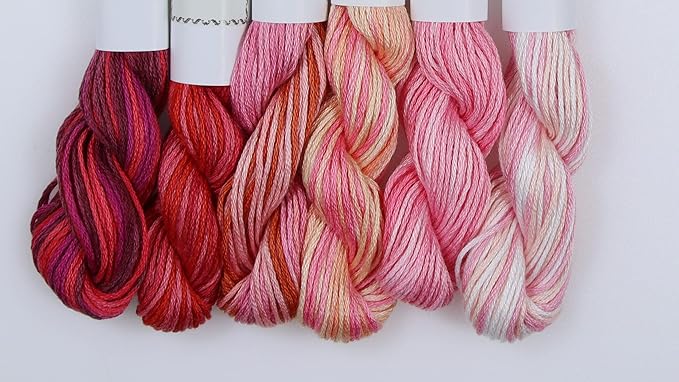 KCS Big skeins of 25 Meters Size 25 Color Variegated Cross Stitch Stranded Threads,6 skeins,11