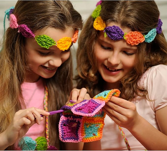 4M: Easy-to-Do Crochet - DIY Knitting Craft Kit, Learn 3 Yarn Work Projects, Create Coasters-Mini Bag-Placemat, All-in-1 Set, Beginners & Kids Ages 8+