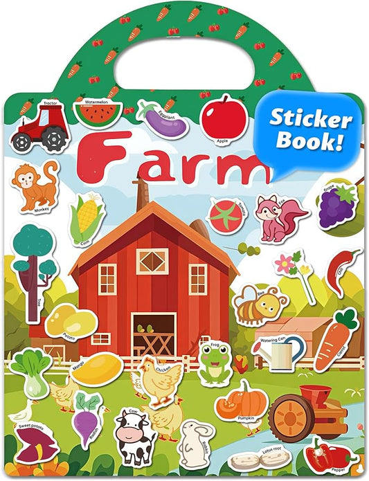 walenced reusable sticker book for toddlers, stickers for kids, toddler craft activities, toddler travel toys ages 3 and up boy girl birthday gifts