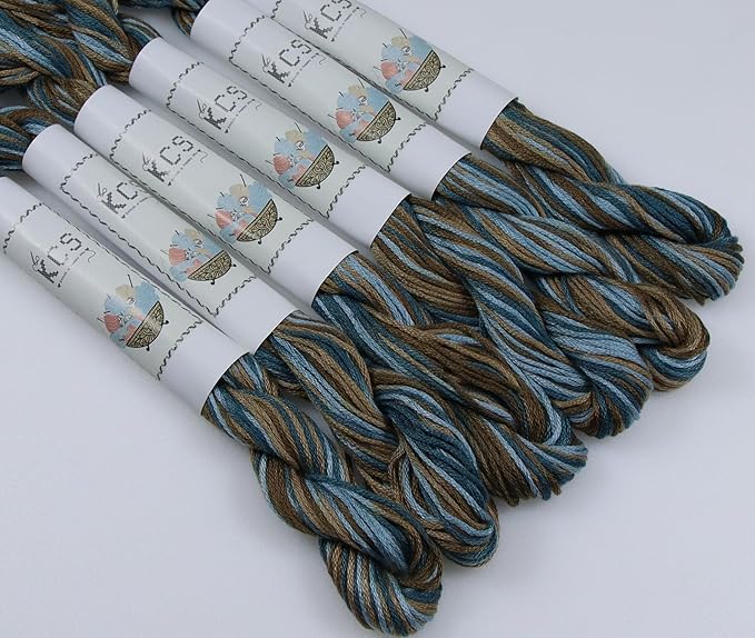 KCS Big skeins of 25 Meters Size 25 Color Variegated Cross Stitch Stranded Threads,6 skeins,4515