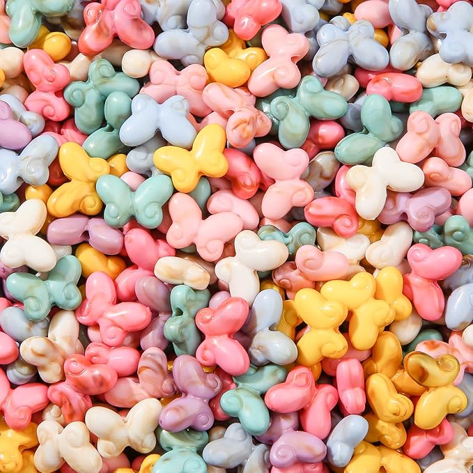200pcs Acrylic Butterfly Beads Color Butterflies Charms Summer Hawaii Beaded for Jewelry Making Beading Kit Bracelets DIY Supplies (Color Butterfly)