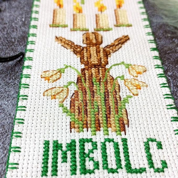 Povitrulya Cross Stitch Bookmark Kit “Imbolc“ – Counted DIY Embroidery Set for Adults & Beginners, Saint Brigid Pagan Irish Gaelic Druid Witchy Spring Craft Gift