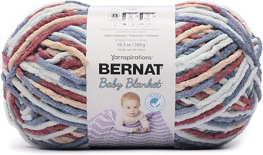 Bernat BABY BLANKET BB Button Roses Yarn - 1 Pack of 10.5oz/300g - Polyester - #6 Super Bulky - 220 Yards - Knitting/Crochet