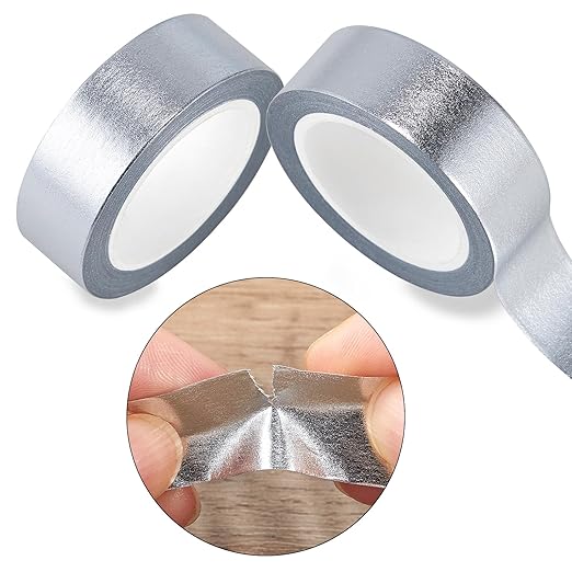 QDiShi 2 Rolls Silver Washi Tape for Wall Decor Decorative,Foil Masking Tape Low Tack Self Adhesive Decorative Washi Tape Metallic 0.59in x66FT Shiny Metallic Color(Silver)