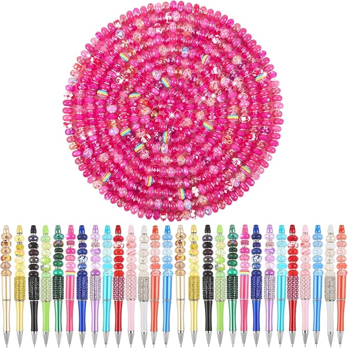 Large Hole Beads Rose Red European Beads for Pens 100 Pieces Assorted Large Hole Fairy Wand Garden Beads Lampwork Craft Spacer Beads for DIY Charms Bracelet Necklace Decoration Jewelry Making Supplies