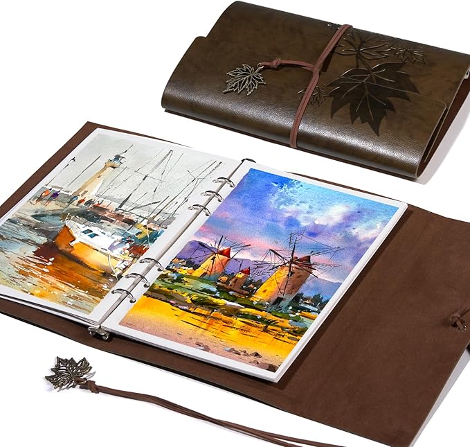 Lightwish Watercolor Sketchbook,100% Cotton Acid Free Watercolor Journal,300gsm/140lb Cold Press Watercolor Paper for Artists,Adults,Students,20 Sheets,9.25 * 6.3 Inches