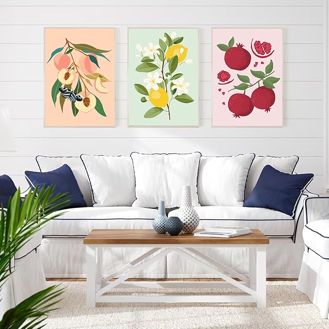 cupmod 6Pack Paint by Number for Adults and Kids,DIY Acrylic Painting Paint by Numbers Kits on Canvas Without Frame,Fruit Oil Painting for Home Wall Decor 7.8x11.8inch, MT11375-MT11380