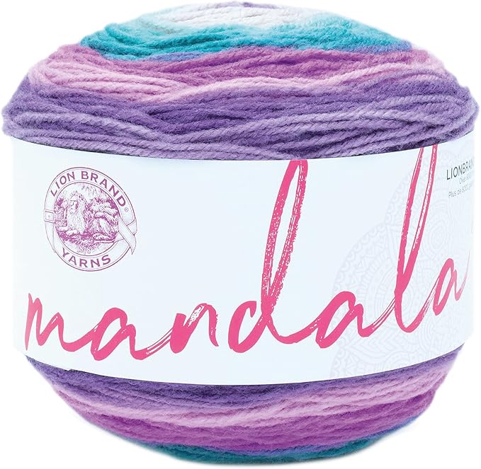 Lion Brand Yarn, Mandala DK Lightweight Yarn for Knitting, Crochet, and Crafts, Mothra, 1 Pack, Self-Striping Acrylic Fiber for Baby Blankets, Multicolor Shawls and Variegated Cardigans