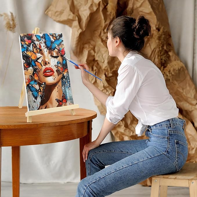 GHHKUD Butterfly Women Paint by Numbers Kits with Frame for Adults Beginners, DIY Paint by Numbers for Kids, Painting Art on Canvas Gifts Home Wall Decor 20x30cm