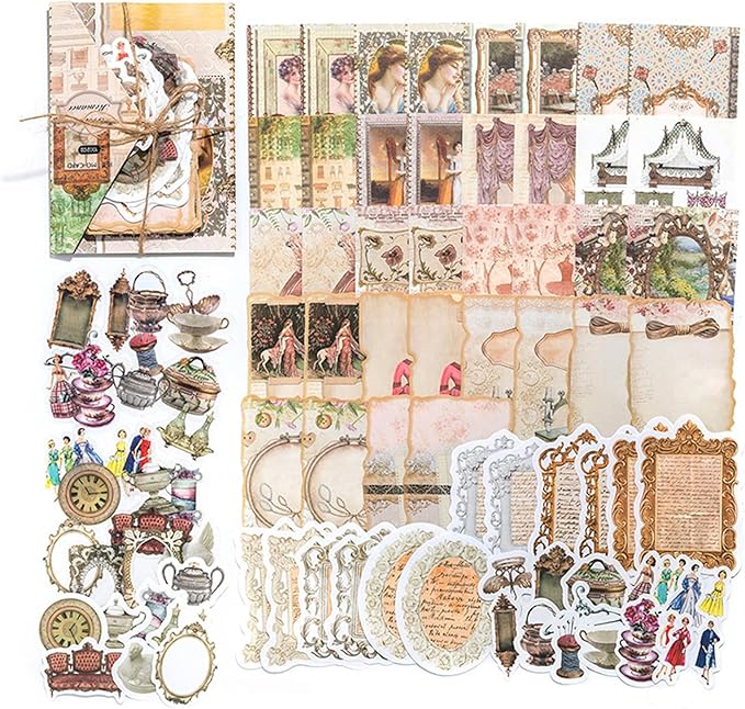 100PCS Vintage Journaling Scrapbooking Supplies Ephemera Pack for Junk Journal Planners Decoupage Paper Scrapbook Stickers Aesthetic Cottagecore Collage Craft Album (Romance)