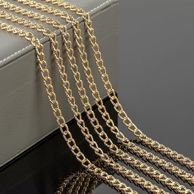 YOUBEIYEE 33 Feet Gold Plated Chain for Jewelry Making Aluminum Embossed Cable Necklace Chain for Women Jewelry Making Supplies