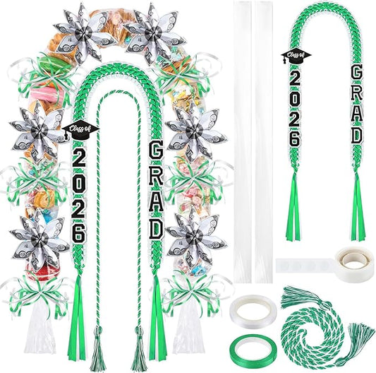 YLOLUL 16 Pcs Graduation Leis 2026 Graduation Candy Lei Kit with Honor Cord Class of 2026 Graduation Ribbon Money Lays Necklace Graduation Gift Party Accessories for Women Men