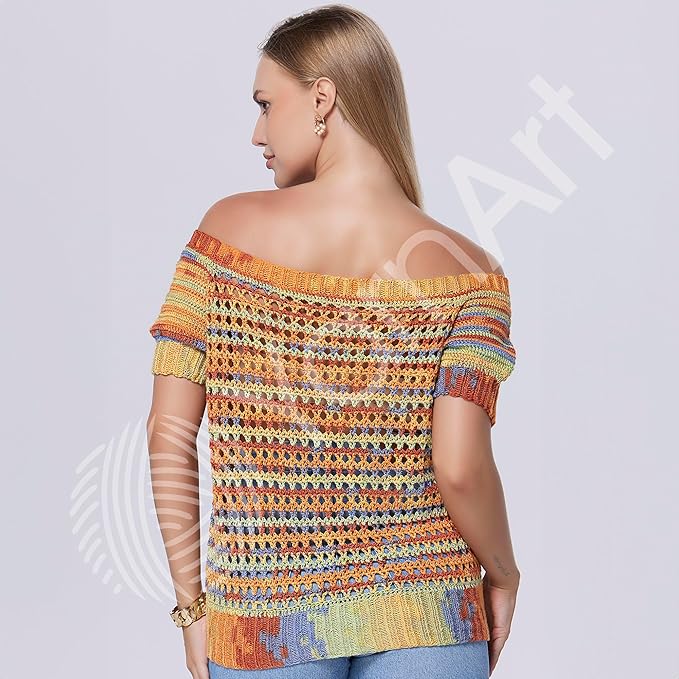YarnArt Symphony Dream Cotton Yarn -%80 Cotton%20 Viscose Rainbow Multicolor Crochet Knitting Yarn - Suitable for All Blouses, Dresses, Shawls, Bags, Hats - 273 Yards, 3.52 Oz (1 Skein) (3114)