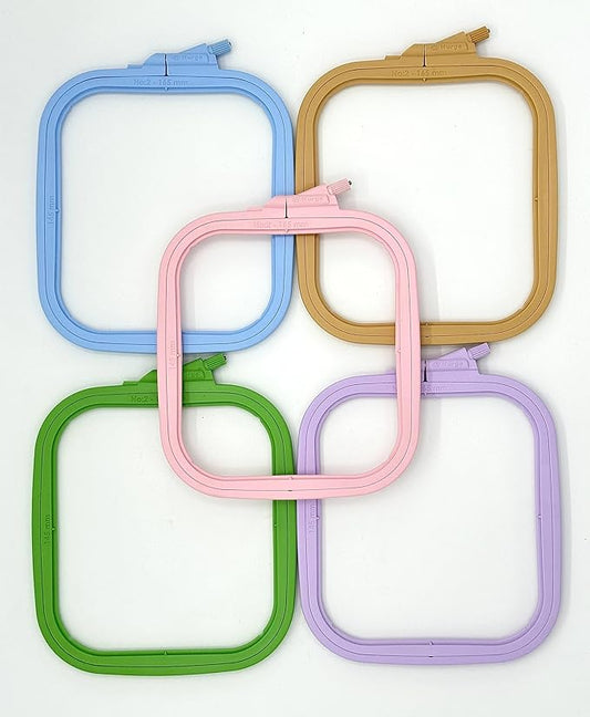 nurge 5pcs plastic small square embroidery hoops, cross stich hoop, punch needle hoop multicolor (small)