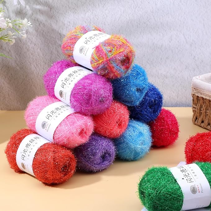 20 Skeins Scrubby Yarn for Dishcloths, Polyester Assortment in 20 Colors for Crocheting and Knitting Dishwashing Cloths, Craft Projects