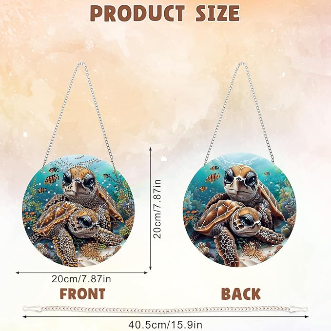 DOMROM Sea Turtle Diamond Art Hanging Kits for Adults Beginners, Special Shaped Crystal Diamond Painting Turtle Pendant, DIY Diamond Art Suncatchers Animal for Home Garden Wall Decor Gift