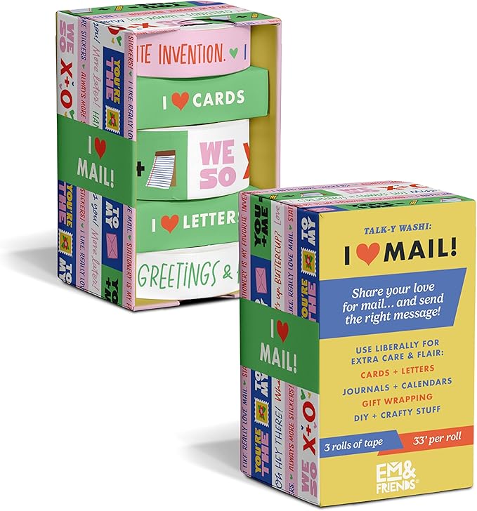 Em & Friends I Heart Mail Washi Tape Set of 3 Washi Tape Rolls