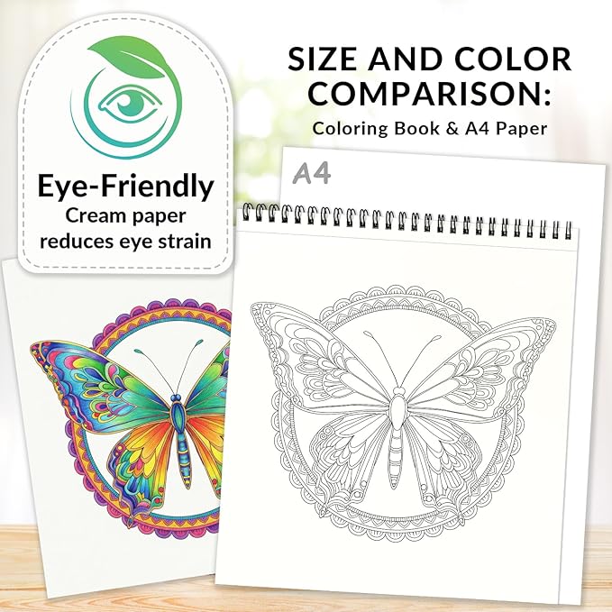 FUN LAVIE Mandala Coloring Book for Adults Relaxation and Teens Stress Relief, Spiral Coloring Book for Women, Spiral Bound Mindfulness Stress-Free Patterns for Adult, Large Print Coloring for Men