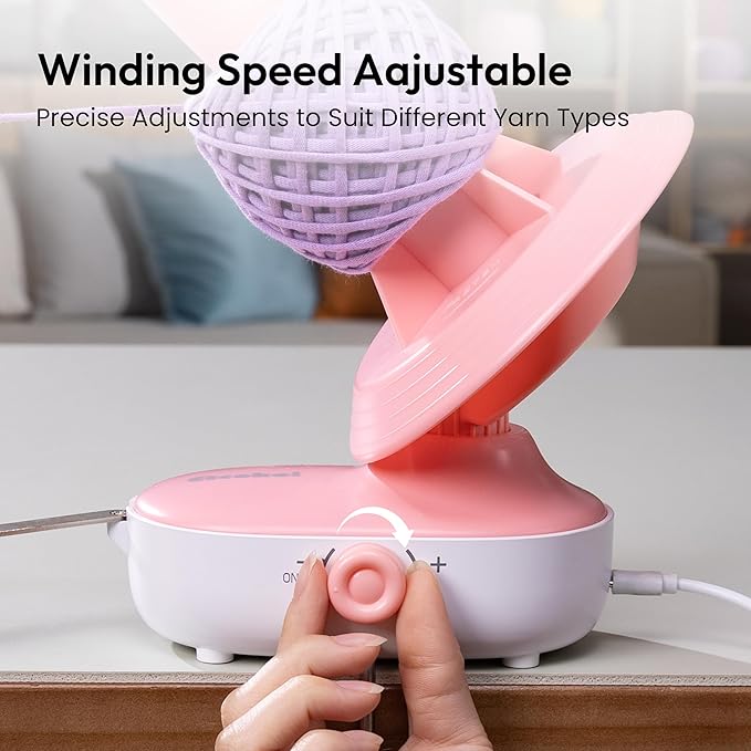 Electric Yarn Winder Pro, Upgrade 10oz Large Capacity Ball Winder with Dual-Spring Tension, Stepless Speed Adjustable Auto Yarn Spinner, Ideal Gifts for Crochet and Knitting Lovers(Pink)