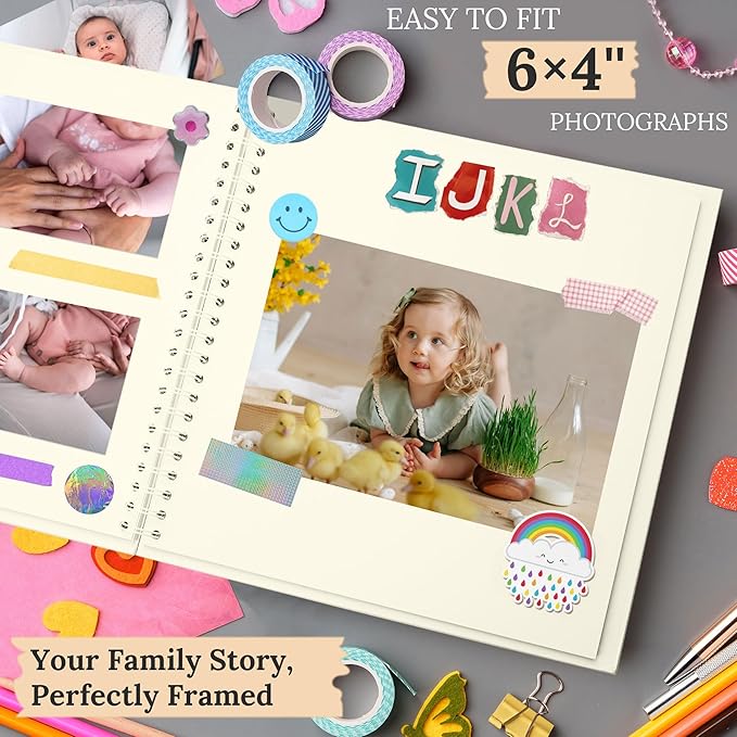 Scrapbook 8x8 Inch DIY Scrapbook Album Hardcover Kraft Paper Scrap Book Photo Albums 40 Pages Perfect for 4x6 / 5x7 Photos Memory Book for Family, Wedding