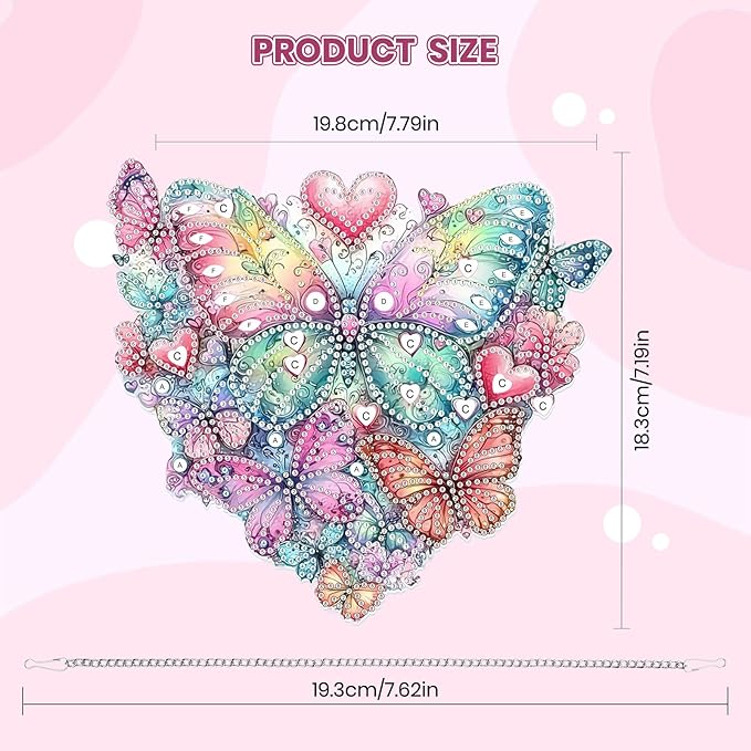 MOGTAA Butterfly Diamond Art Hanging Pendant Kits, 5D Special Shape Diamond Art Kits for Adults, Crystal Rhinestones Animal Diamond Painting Gem Art for Home Garden Wall Decor