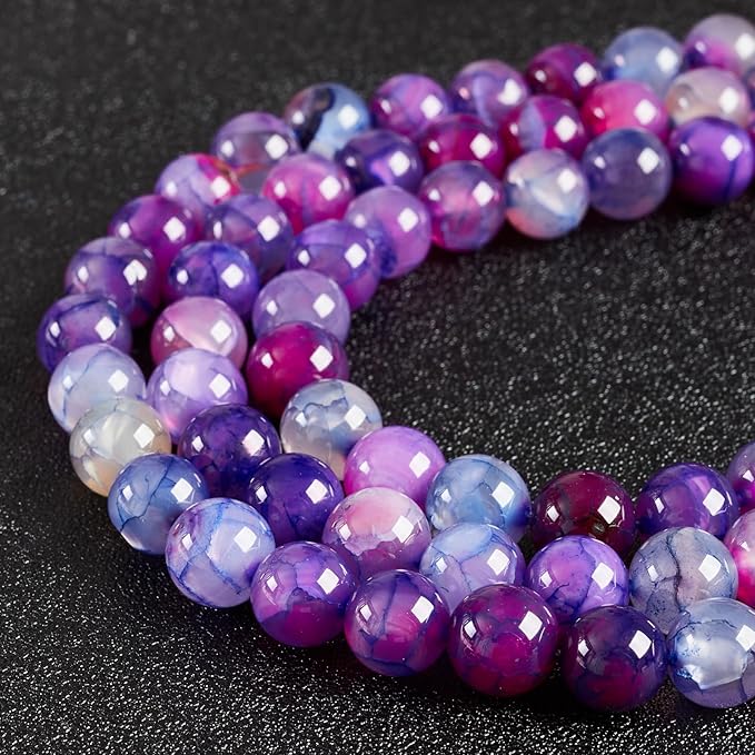100pcs 6mm purple dragon vein agate beads natural gemstone beads round loose beads for jewelry making