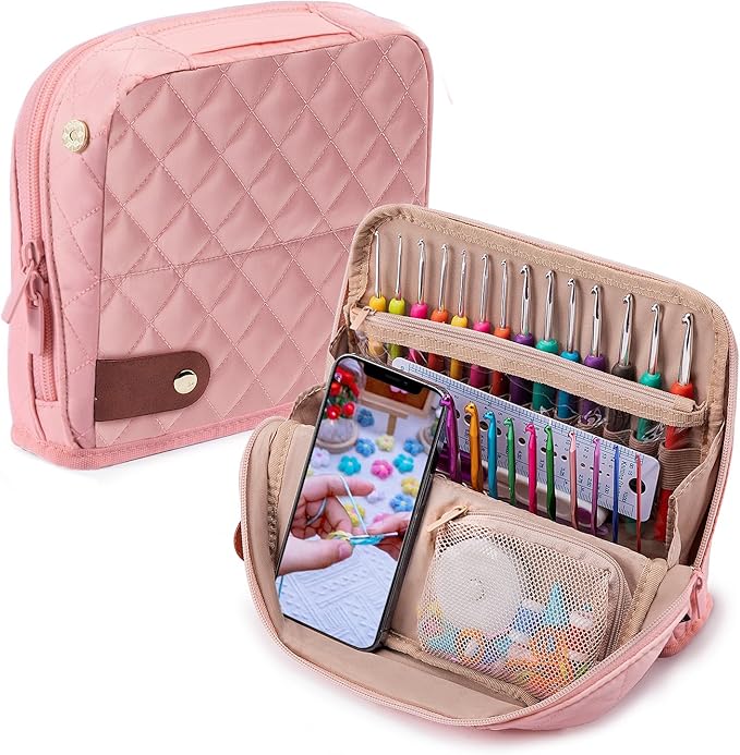 Empty Crochet Hook Case - Stand Up Crochet Hook Organizer with 30 Slots for Crochet Hooks & needles, Crochet Accessories - Crochet Needles Set for Crochet Lovers, Crochet Kit for Beginners
