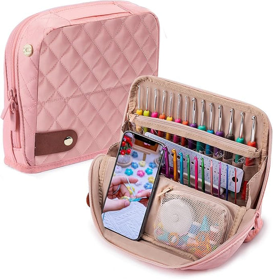 Empty Crochet Hook Case - Stand Up Crochet Hook Organizer with 30 Slots for Crochet Hooks & needles, Crochet Accessories - Crochet Needles Set for Crochet Lovers, Crochet Kit for Beginners
