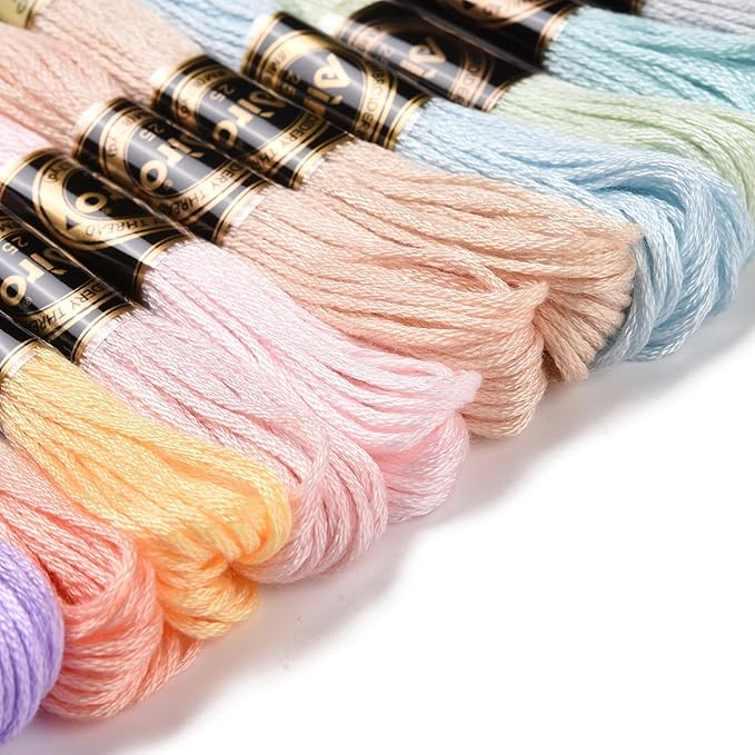 FASHEWELRY 105 Yards Crewel Cross Stitch Floss 1mm Polyester Embroidery Floss Thread Embroidery Thread Bulk for Jewelry Making Bracelet Knitting Stitch Supply (Rainbow)