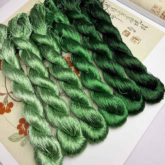 100% Nature Mulberry Handmade Embroidery Silk Thread Woven Jewelry Accessory Artificial Flowers Cross Stitch Floss DIY Sewing Kits 6 Gradient Colors 22m Each (5)
