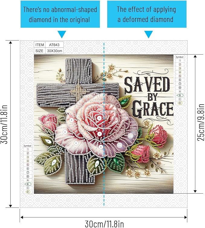 AiYuanzsh 5D Special Shape Diamond Art Kits for Beginners, Diamond Art Painting Kits for Adults Cross and Flower, Crystal Rhinestones Diamond Art for Home Wall Decoration Gift 12×12 inch/30×30 cm