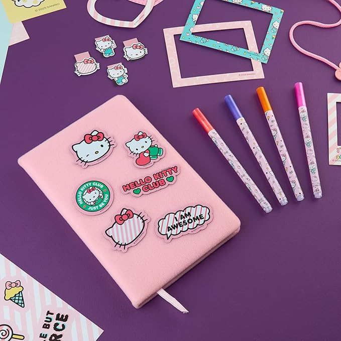 Get Trend Hello Kitty Sanrio Scrapbook Kit for Kids with Notebook, Stickers, Pens, Bookmarks, Frames, Patches, Kawaii Art Supplies, Gifts for Kids (Multi Hello Kitty)