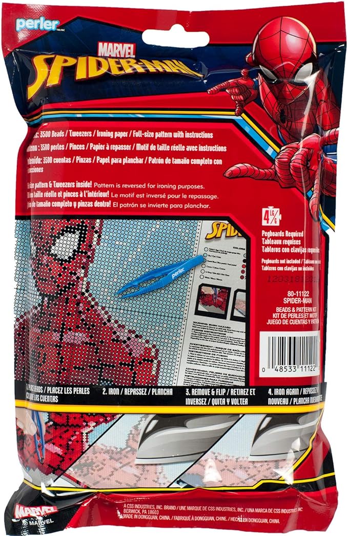 Perler Beads Marvel Spiderman Pattern & Fuse Bead Kit, 11'' X 11'', 3503Pc