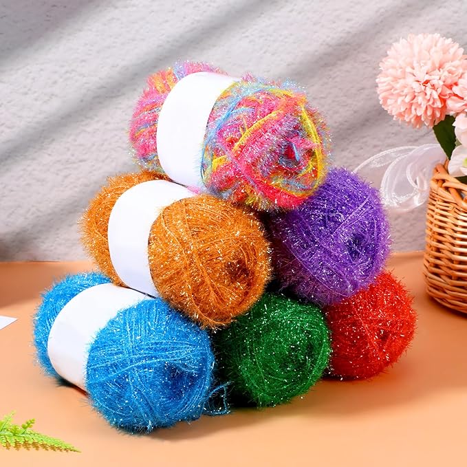 20 Skeins Scrubby Yarn for Dishcloths,Multi-Colored Polyester Rainbow Crochet Soft Crochet Yarn Kit for Knitting Weaving Crochet Craft Project, 328 Ft/ 109 Yard Each