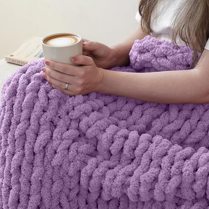 Jumbo Chenille Chunky Yarn for Crocheting - Super Bulky Fluffy Chunky Yarn for Hand Knitting - Extra Thick Soft Blanket Big Yarns 8 Jumbo Pack (27yds,8 oz Each Skein) Dark Purple