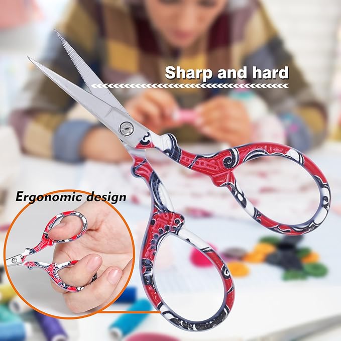 Small Embroidery Scissors with Leather Cover for Sewing, Crafting, and Everyday Use
