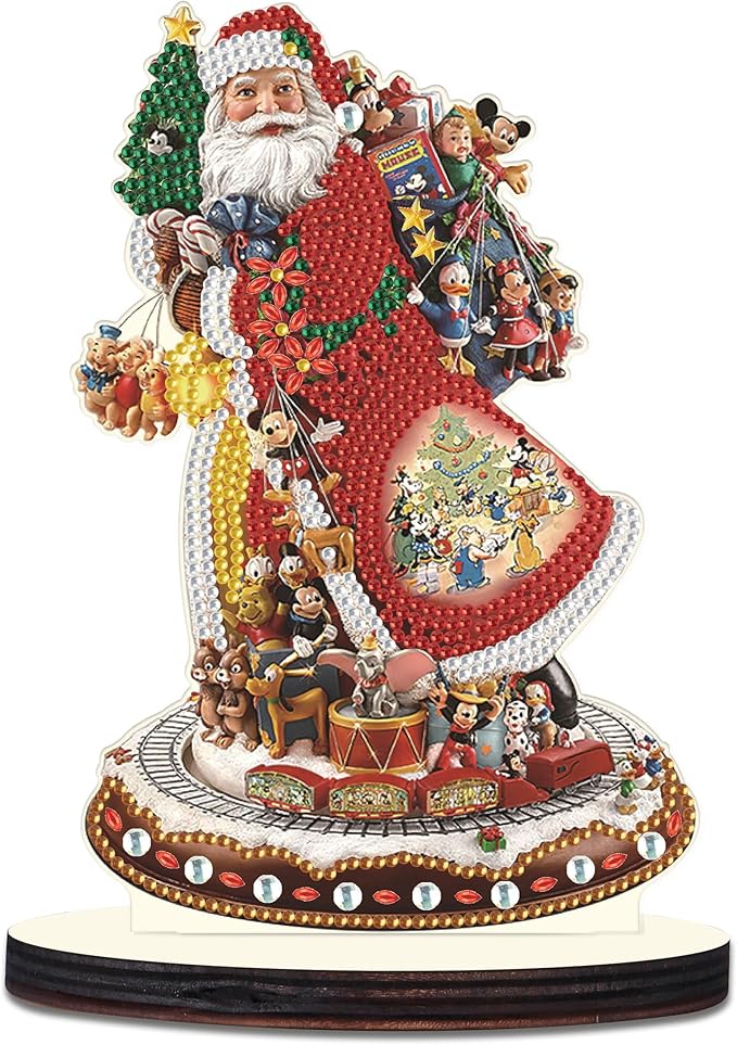 MVVMTOP Christmas Diamond Art Tabletop Decoration, DIY Santa Claus, 5D Special Shape Crystal Diamond Partial Diamond Art Painting Mosaic Handicraft, Home Office Tabletop Decor Gift