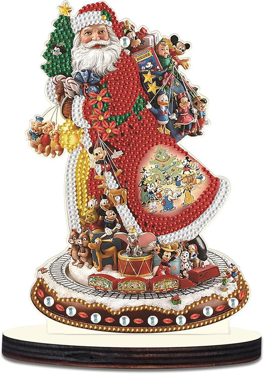 MVVMTOP Christmas Diamond Art Tabletop Decoration, DIY Santa Claus, 5D Special Shape Crystal Diamond Partial Diamond Art Painting Mosaic Handicraft, Home Office Tabletop Decor Gift