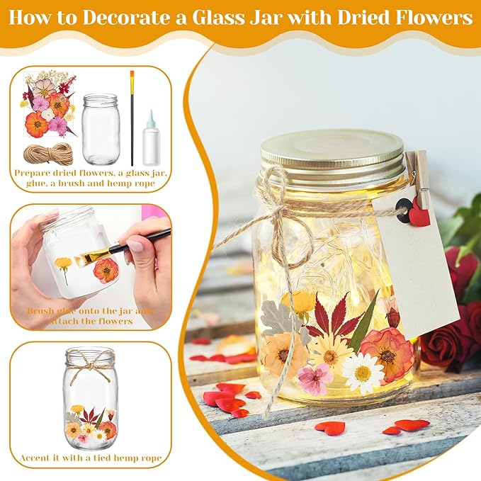 Dried Pressed Flowers for Resin, Real Pressed Flowers Dry Leaves Bulk Natural Herbs Kit for Scrapbooking DIY Art Crafts Epoxy Resin Jewelry Mold Candle Soap Making Nails Décor (Boho Pressed Flowers)