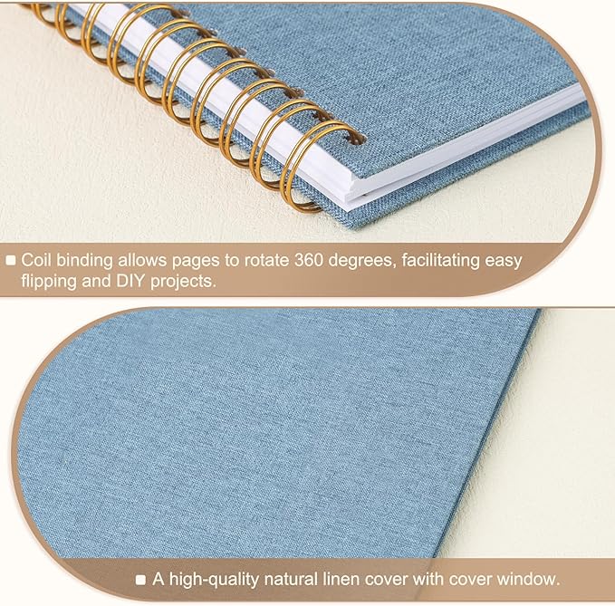 Scrapbook Photo Album 10x10 Inches 40 Pages Hardcover Kraft Paper Linen Cover Scrap Book Memory Book DIY Scrapbook Albums for Wedding Baby Boyfriend Travel Anniversary Family, Blue