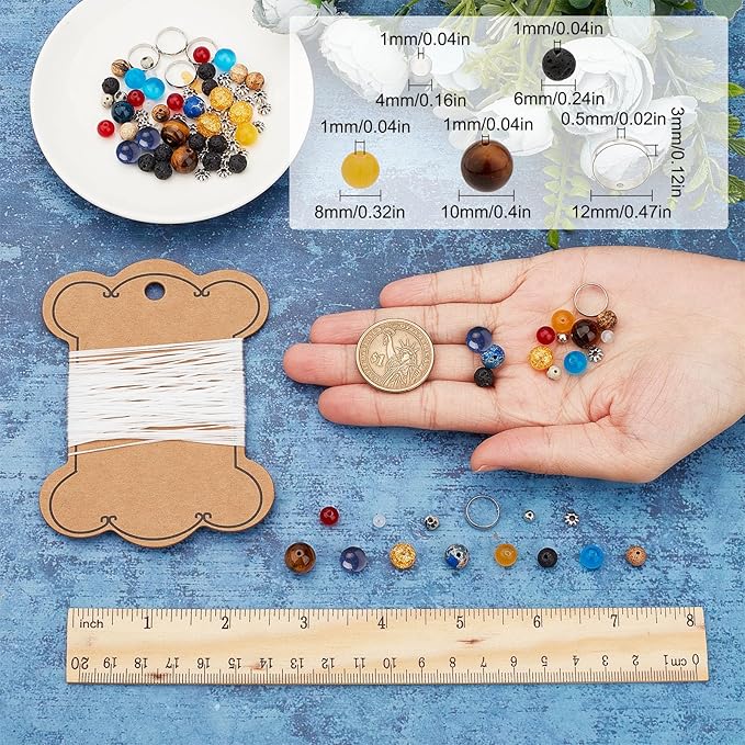 SUNNYCLUE 1 Box 300+Pcs DIY 10 Sets Solar System Bracelets Kit Universe Galaxy The Nine Guardian Planets Bracelet Necklace Tiger Eye Bead Natural Gemstone Beads for Jewelry Making Kits Craft