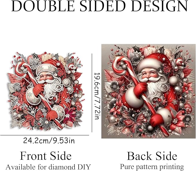 Santa Claus Diamond Art Hanging Pendant Kits,Christmas Special Shape Diamond Art Kits for Adults,Double Sided Hanging Acrylic Ornament Kit,Pendants Home Garden Wall Hanging Kits Hanging Ornament