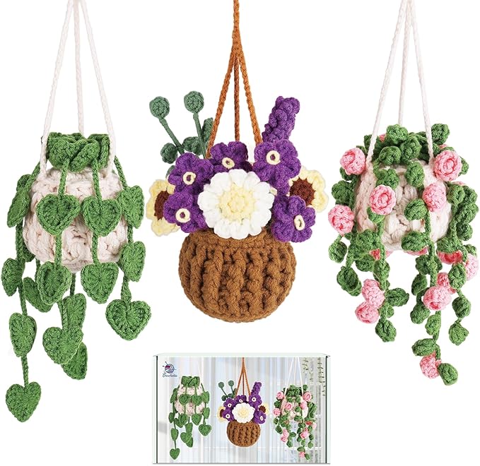 Crochetta Beginner Crochet Kit with Step-by-Step Video Tutorials, Learn to Crochet for Adults & Kids, Knitting Craft Supplies, Hanging Plants Home Decor (40%+ Yarn)