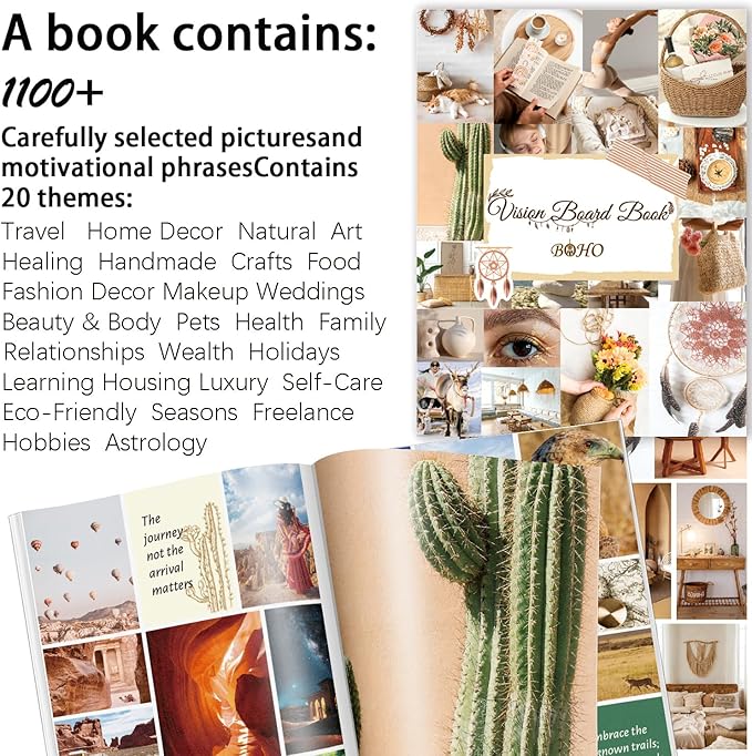 ANERZA 1100+ Vision Board Book, Vision Board Supplies for Women, Vision Board Clip Art Book, Vision Board Pictures and Quotes, Scrapbook Kit and Collage Book Magazines, Inspire and Create Life Goals