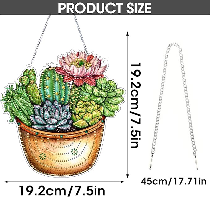 SKRYUIE Plants Hanging Diamond Art Kits for Adults Pendant Suncatcher, Special Shaped Crystal DIY Pearl Diamond Painting Kit, Gift for Mother Spring Summer Window Wreath Decor 7.6 x 7.6 Inch A26
